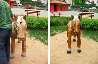 manutenzione ad una scultua in legno